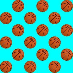 One Inch Basketball Balls on Aqua Blue