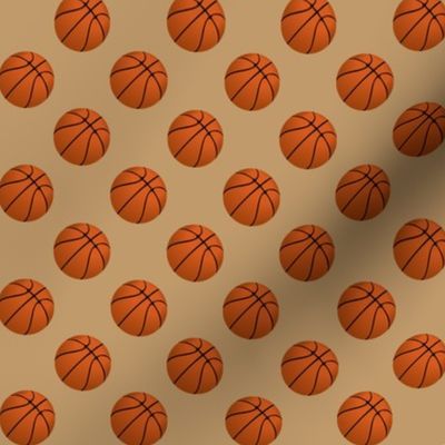 One Inch Basketball Balls on Camel Brown