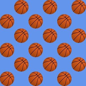 One Inch Basketball Balls on Cornflower Blue