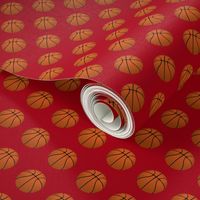 One Inch Basketball Balls on Dark Red