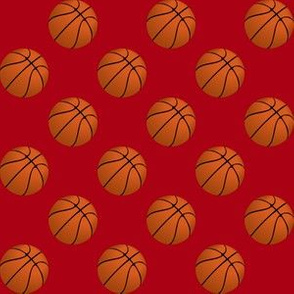 One Inch Basketball Balls on Dark Red