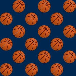 One Inch Basketball Balls on Navy Blue