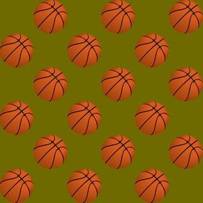 One Inch Basketball Balls on Olive Green
