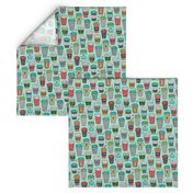 Christmas Holidays Coffee Latte Geometric Patterned Black & White Mint Red on Mint Green
