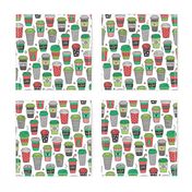 Christmas Holidays Coffee Latte Geometric Patterned Black & White Red on White