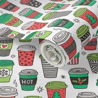 Christmas Holidays Coffee Latte Geometric Patterned Black & White Red on White