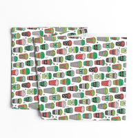 Christmas Holidays Coffee Latte Geometric Patterned Black & White Red on White