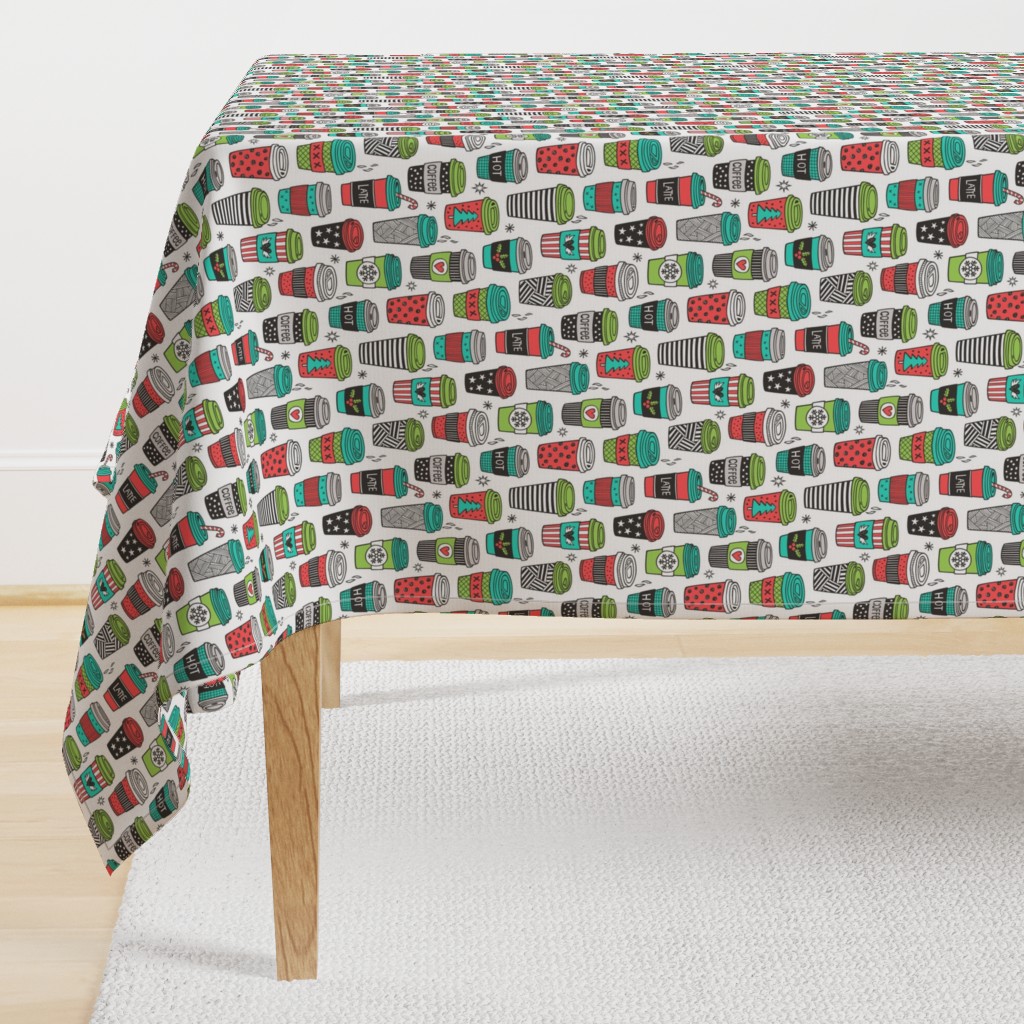 Christmas Holidays Coffee Latte Geometric Patterned Black & White Red Mint Green on White