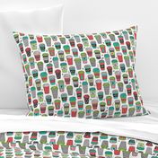 Christmas Holidays Coffee Latte Geometric Patterned Black & White Red Mint Green on White