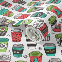 Christmas Holidays Coffee Latte Geometric Patterned Black & White Red Mint Green on White