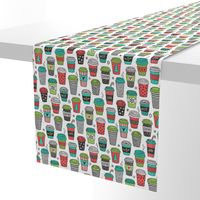 Christmas Holidays Coffee Latte Geometric Patterned Black & White Red Mint Green on White