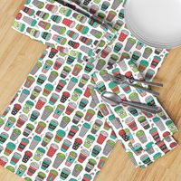 Christmas Holidays Coffee Latte Geometric Patterned Black & White Red Mint Green on White
