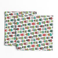 Christmas Holidays Coffee Latte Geometric Patterned Black & White Red Mint Green on White