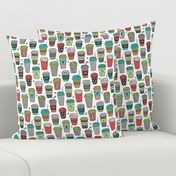 Christmas Holidays Coffee Latte Geometric Patterned Black & White Red Mint Green on White