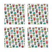 Christmas Holidays Coffee Latte Geometric Patterned Black & White Red Mint Green on White