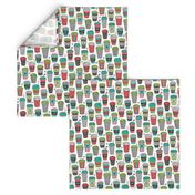 Christmas Holidays Coffee Latte Geometric Patterned Black & White Red Mint Green on White