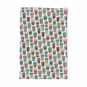 Christmas Holidays Coffee Latte Geometric Patterned Black & White Red Mint Green on White