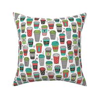 Christmas Holidays Coffee Latte Geometric Patterned Black & White Red Mint Green on White