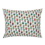 Christmas Holidays Coffee Latte Geometric Patterned Black & White Red Mint Green on White