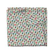 Christmas Holidays Coffee Latte Geometric Patterned Black & White Red Mint Green on White