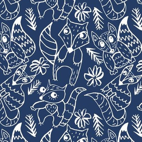 Baby Foxes on Navy // Small