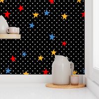 Little White Polka Dots on Black + Stars