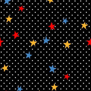 Little White Polka Dots on Black + Stars