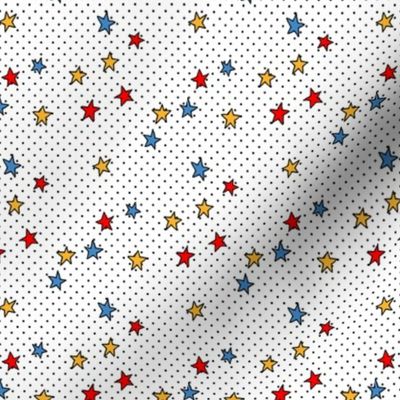 Tiny Black Polka Dots on White + Stars