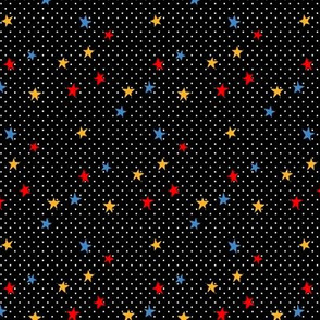 Tiny White Polka Dots on Black + Stars