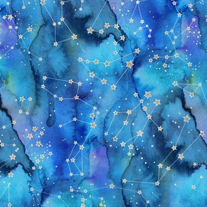 Blue Watercolour Constellations