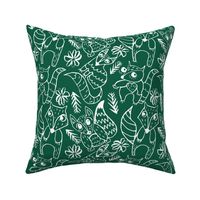 Baby Foxes on Jewel Green // Large