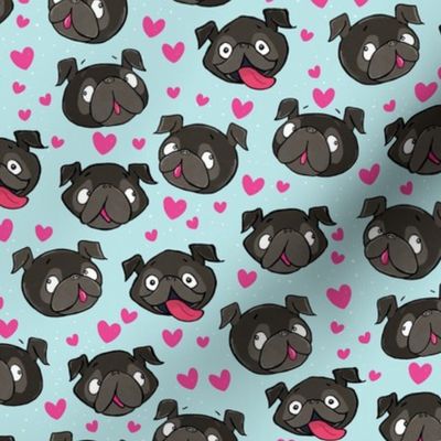Black Pugs and Hearts 