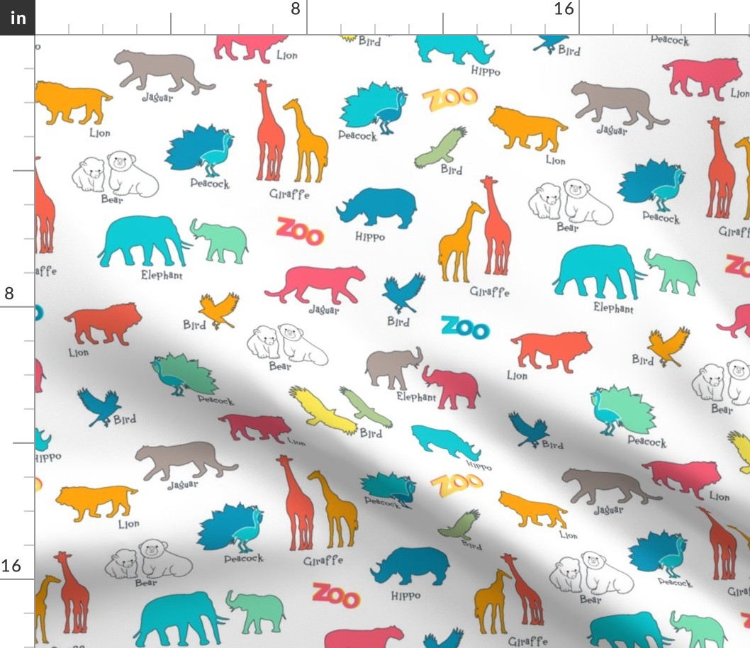 zoo animals with name Fabric | Spoonflower