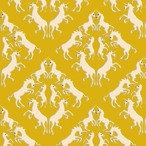 Custom Unicorn Damask on Golden Yellow