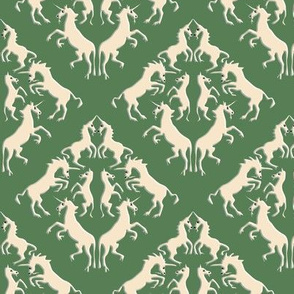 Custom Unicorn Damask on Bright Olive