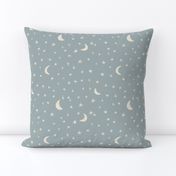 constellation -  boho sky at night, stars and moon on dusty blue 