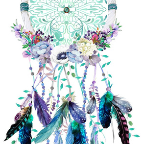 21"x36" Teal & Lavender Dream Catcher 