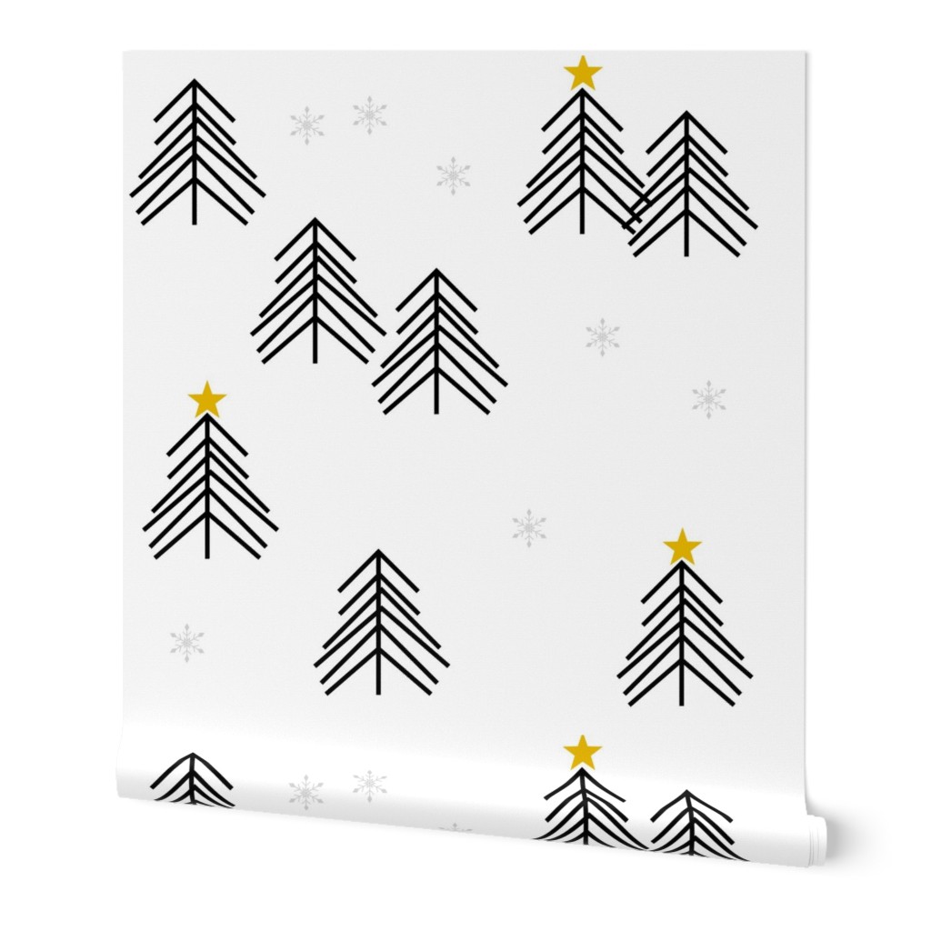 christmas tree - scandi christmas tree forest tree spruce black and white winter