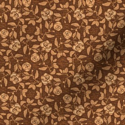 Old Fashioned Textured Meandering Roses in Shades of Brown