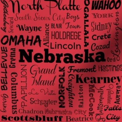 Nebraska cities, red