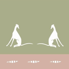 sighthounds, green, pink 