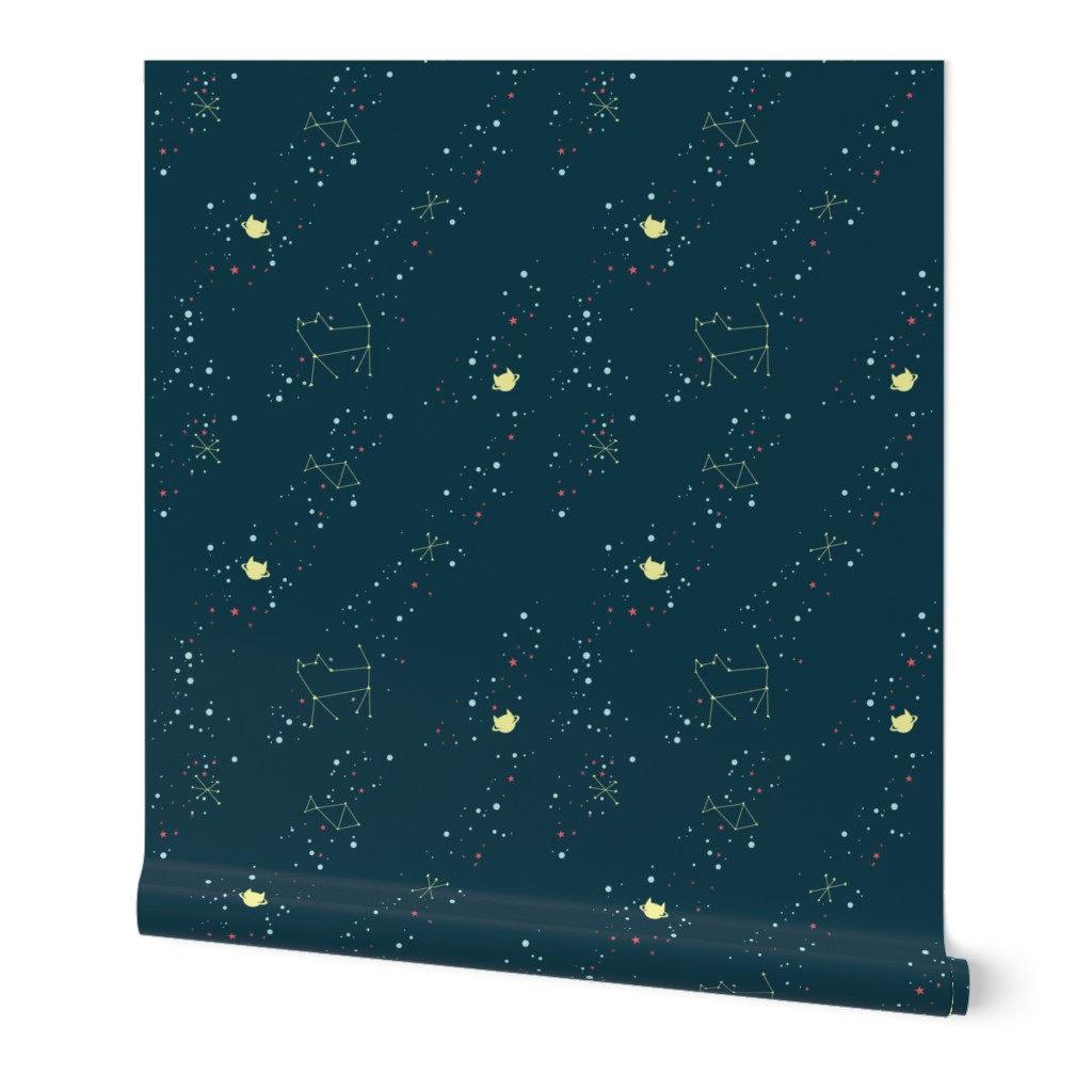 Cat Space in Dark Blue