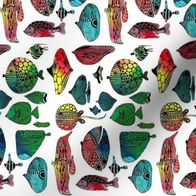 Rainbow fish fabric design