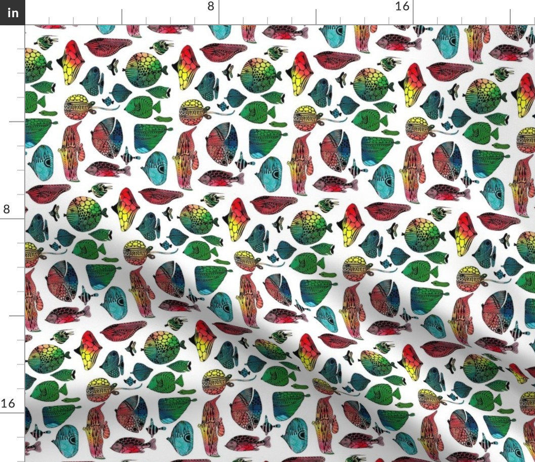 Rainbow fish fabric design