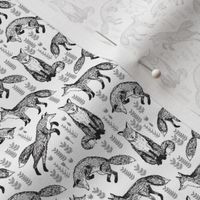 SMALL Foxes Fabric // Black and White Nursery baby design by Andrea Lauren 