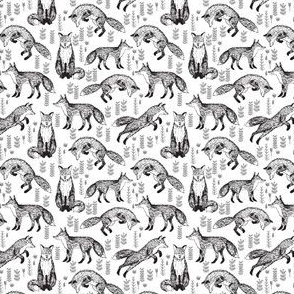 SMALL Foxes Fabric // Black and White Nursery baby design by Andrea Lauren 