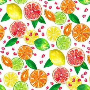 Citrus fruit pattern watercolour