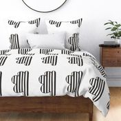 Clouds Black & White Stripes Pillow Plush Plushie Softie Cut & Sew 