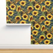 Sunflowers on Dark Blue Rotated