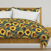 Sunflowers on Dark Blue Rotated